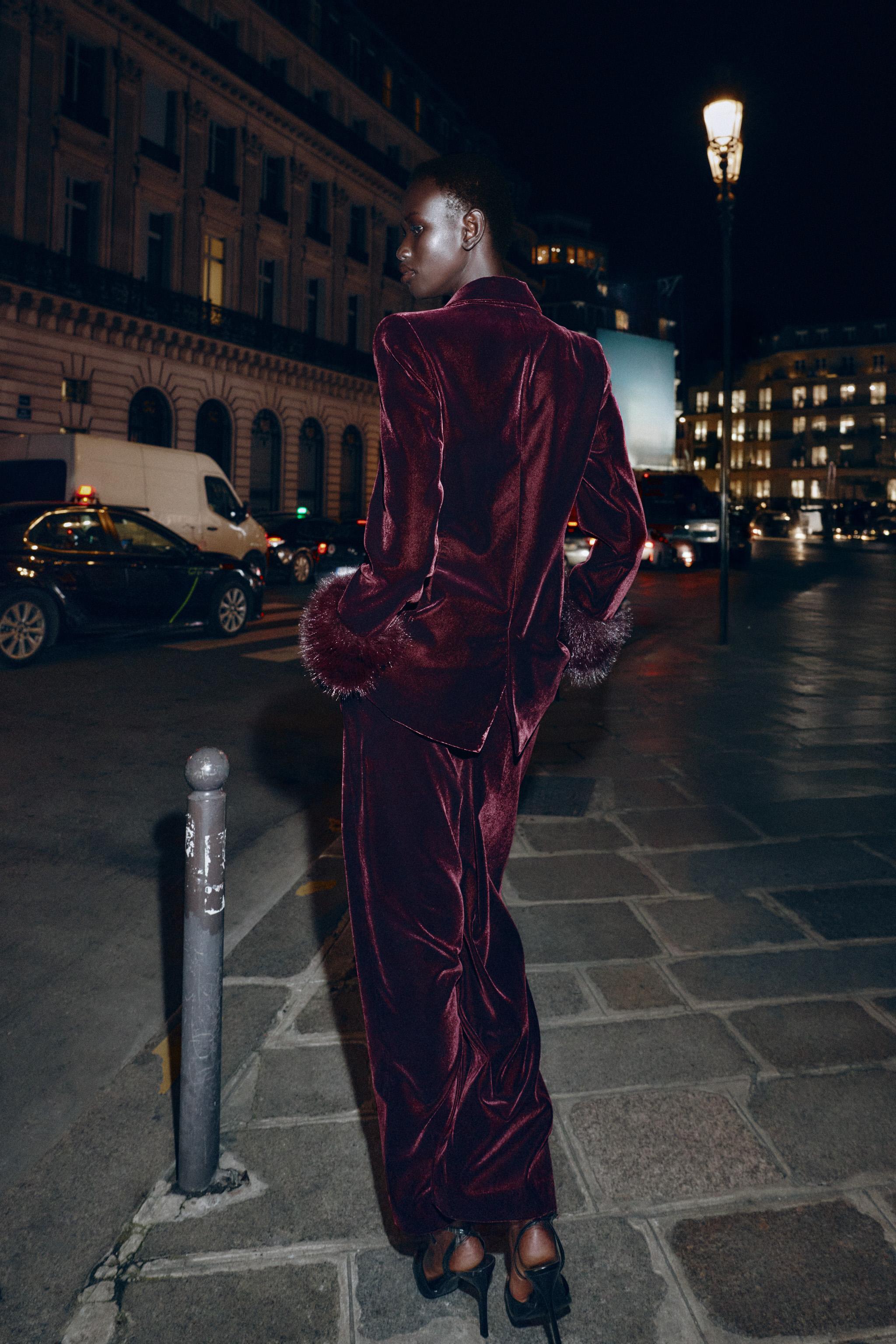 VELVET WIDE LEG PANTS